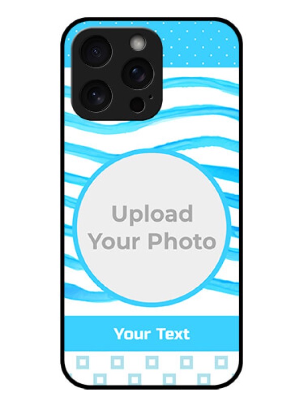 Custom iPhone 15 Pro Max Custom Glass Phone Case - Simple Blue Case Design