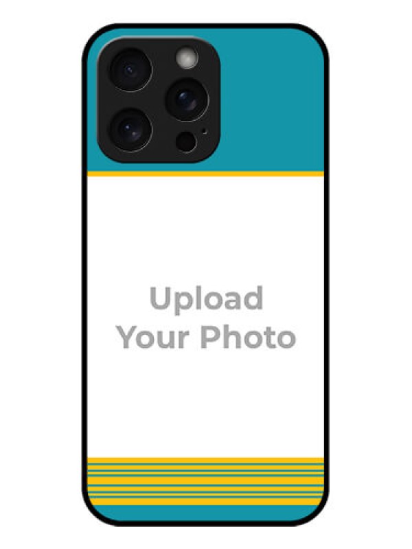 Custom iPhone 15 Pro Max Custom Glass Phone Case - Yellow & Blue Design