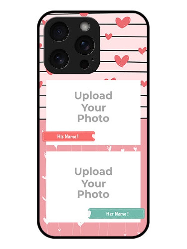 Custom iPhone 15 Pro Max Custom Glass Phone Case - Photo With Heart Design