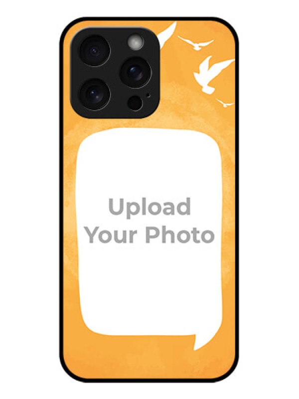 Custom iPhone 15 Pro Max Custom Glass Phone Case - Water Color Design With Bird Icons