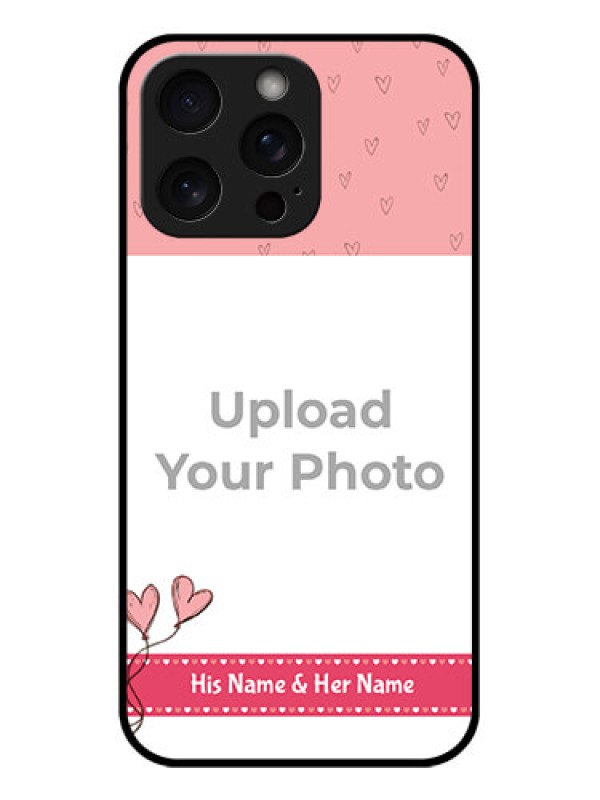 Custom iPhone 15 Pro Max Custom Glass Phone Case - Love Design Peach Color