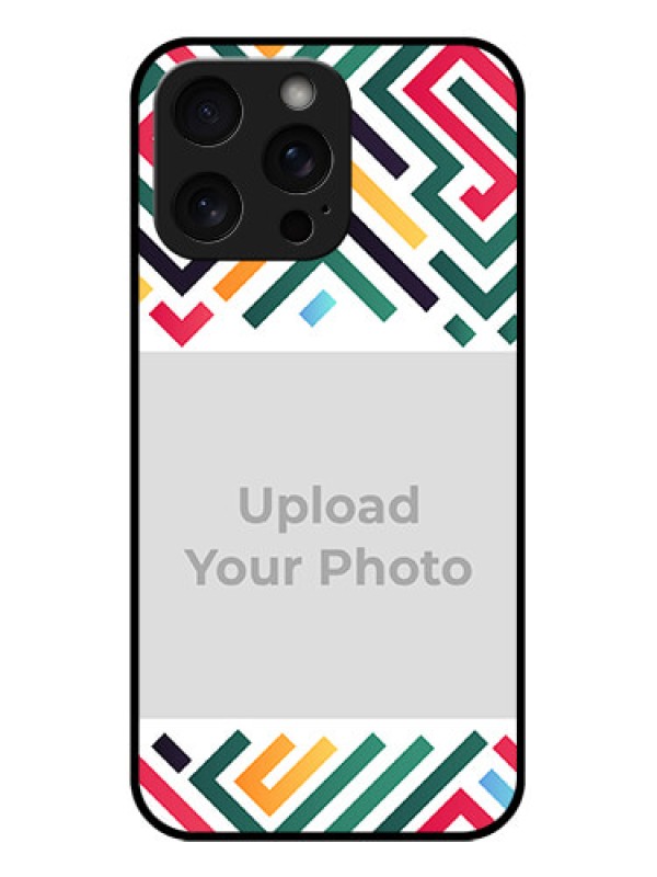 Custom iPhone 15 Pro Max Custom Glass Phone Case - Colorful Maze Pattern Design