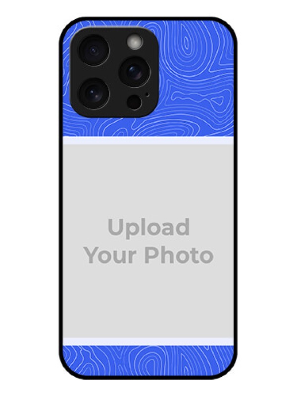 Custom iPhone 15 Pro Max Custom Glass Phone Case - Curved Line Art With Blue And White Design