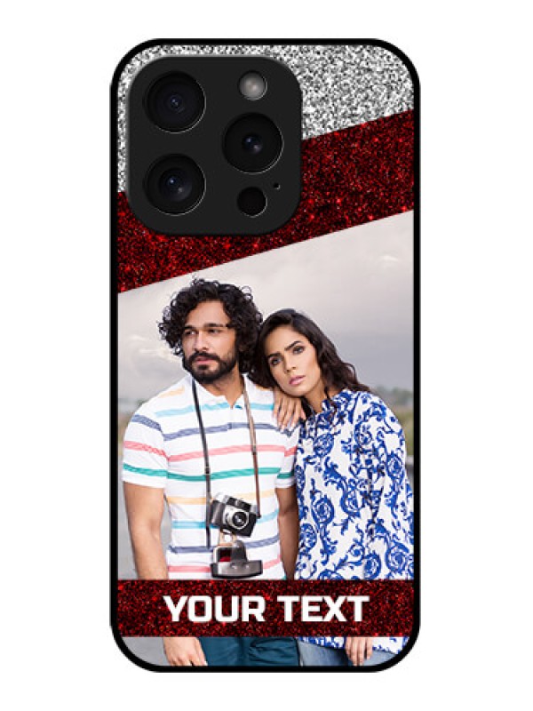 Custom Apple iPhone 15 Pro Custom Glass Phone Case - Image Holder With Glitter Strip Design