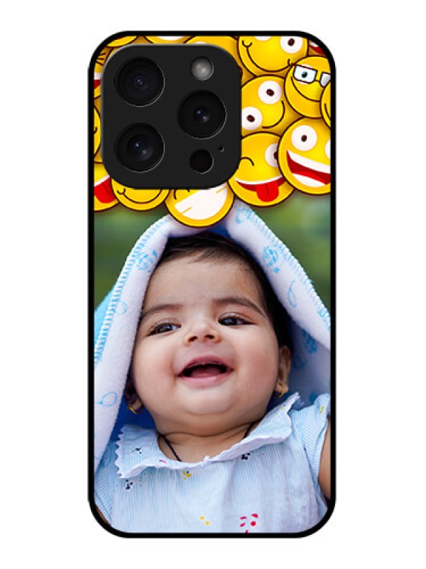 Custom Apple iPhone 15 Pro Custom Glass Phone Case - With Smiley Emoji Design