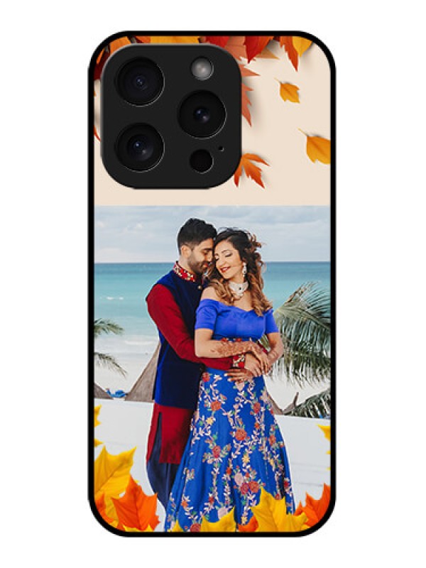 Custom Apple iPhone 15 Pro Custom Glass Phone Case - Autumn Maple Leaves Design
