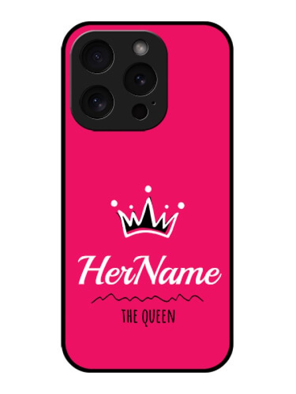 Custom Apple iPhone 15 Pro Custom Glass Phone Case - Queen With Name Design