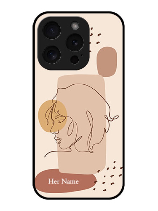 Custom Apple iPhone 15 Pro Custom Glass Phone Case - Calm Woman Line Art Design