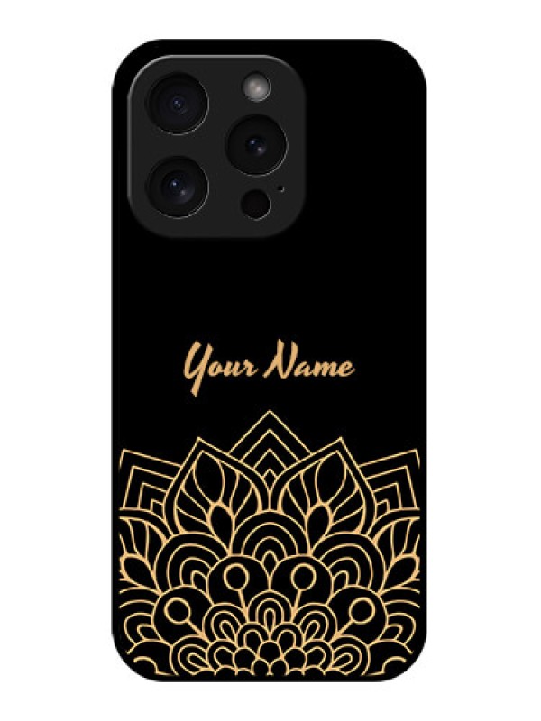 Custom Apple iPhone 15 Pro Custom Glass Phone Case - Golden Mandala Design
