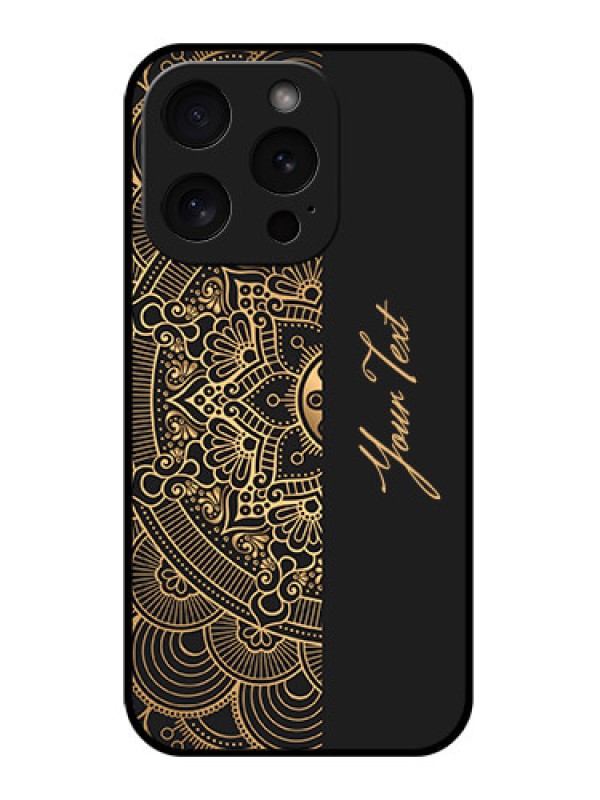 Custom Apple iPhone 15 Pro Custom Glass Phone Case - Mandala Art With Custom Text Design