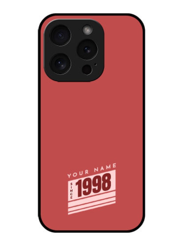 Custom Apple iPhone 15 Pro Custom Glass Phone Case - Red Custom Year Of Birth Design