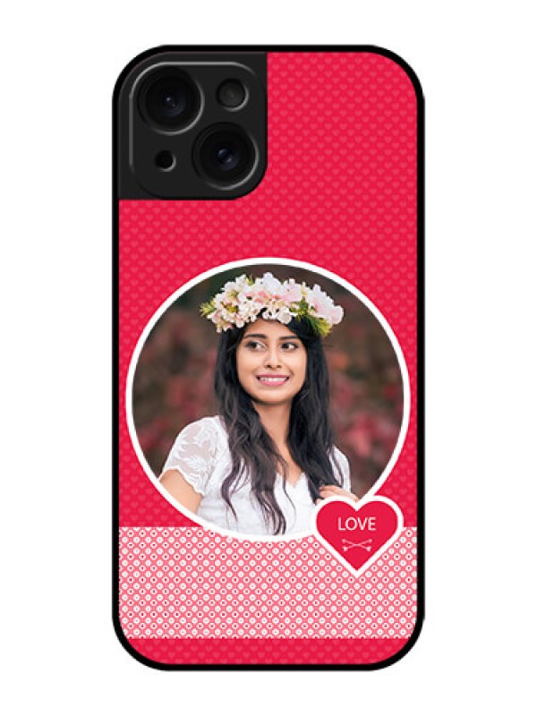 Custom Apple iPhone 15 Custom Glass Phone Case - Pink Color Pattern Design