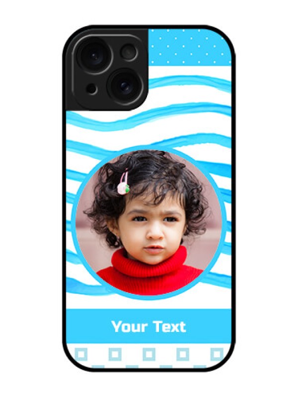 Custom Apple iPhone 15 Custom Glass Phone Case - Simple Blue Case Design