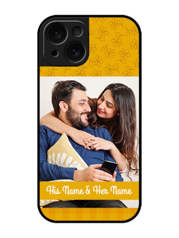 Custom Apple iPhone 15 Custom Glass Phone Case - Yellow Floral Design