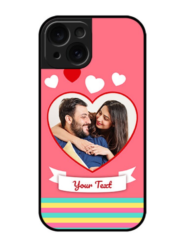 Custom Apple iPhone 15 Custom Glass Phone Case - Love Shapes Doodle Design