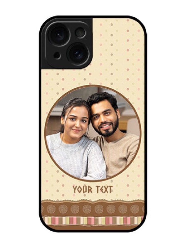 Custom Apple iPhone 15 Custom Glass Phone Case - Brown Dotted Mobile Case Design
