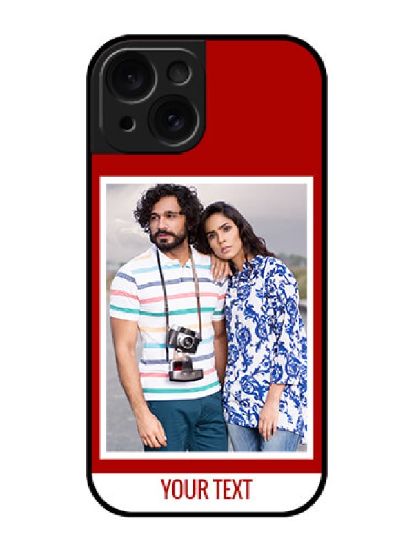 Custom Apple iPhone 15 Custom Glass Phone Case - Red Color Design