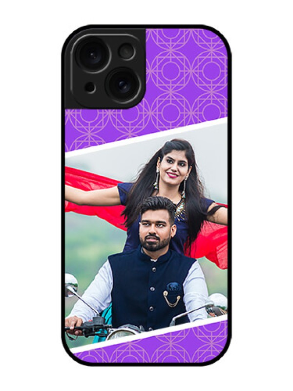 Custom Apple iPhone 15 Custom Glass Phone Case - Violet Color Pattern Design