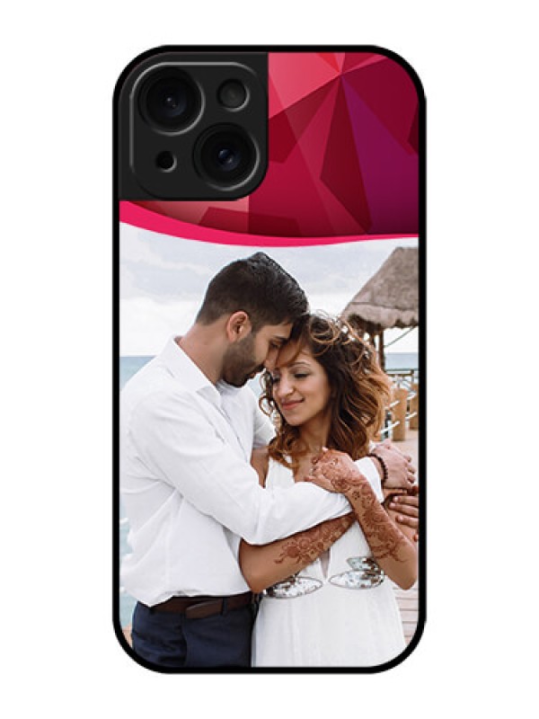 Custom Apple iPhone 15 Custom Glass Phone Case - Red Abstract Design