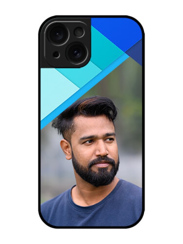 Custom Apple iPhone 15 Custom Glass Phone Case - Blue Pattern Design