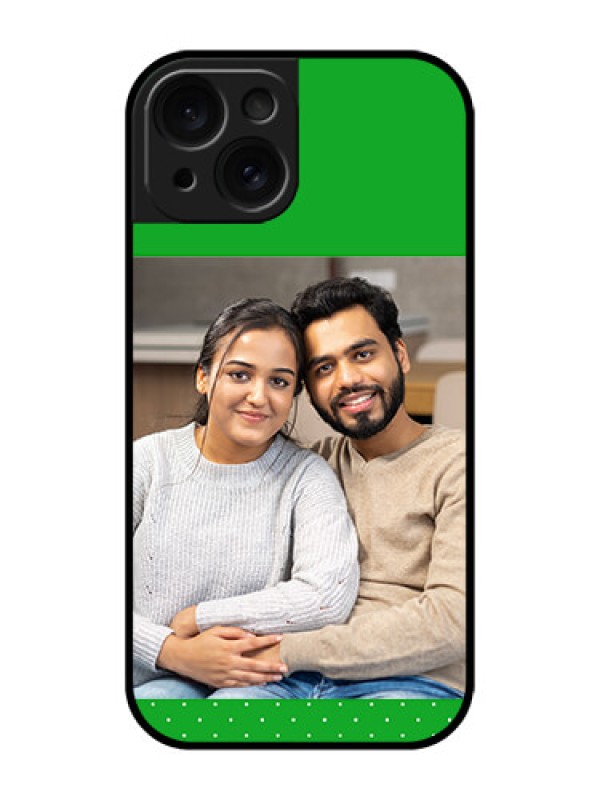 Custom Apple iPhone 15 Custom Glass Phone Case - Green Pattern Design