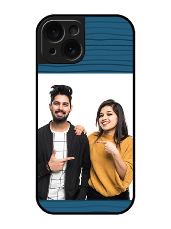 Custom Apple iPhone 15 Custom Glass Phone Case - Blue Pattern Cover Design