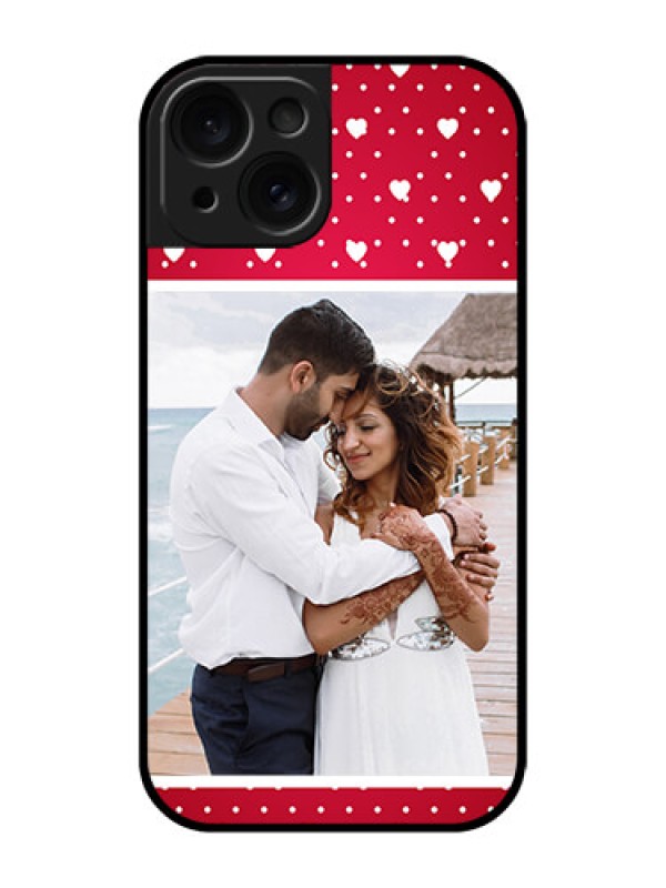 Custom Apple iPhone 15 Custom Glass Phone Case - Hearts Mobile Case Design