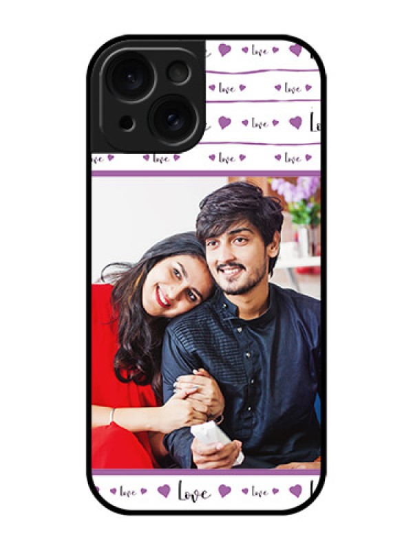 Custom Apple iPhone 15 Custom Glass Phone Case - Couples Heart Design