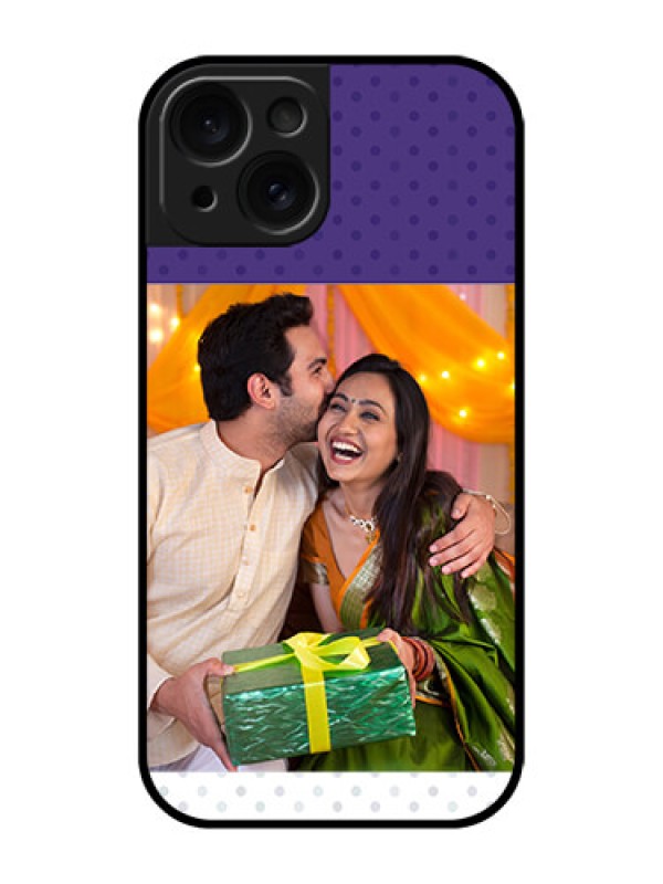 Custom Apple iPhone 15 Custom Glass Phone Case - Violet Colored Pattern Design
