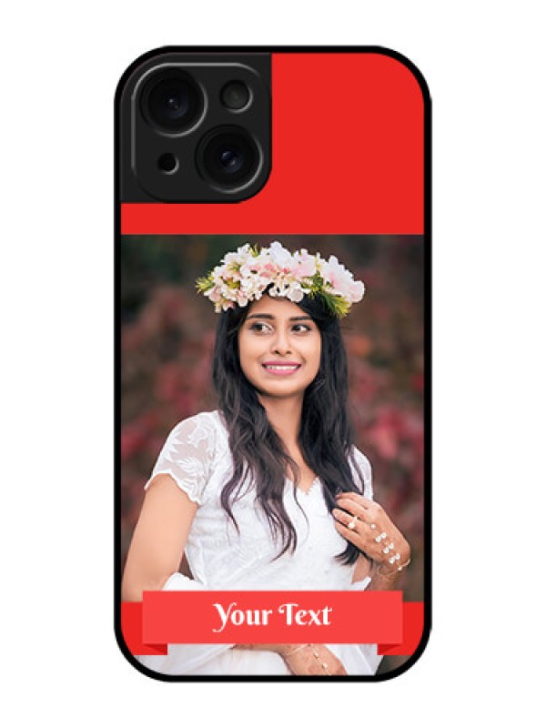 Custom Apple iPhone 15 Custom Glass Phone Case - Simple Red Color Design
