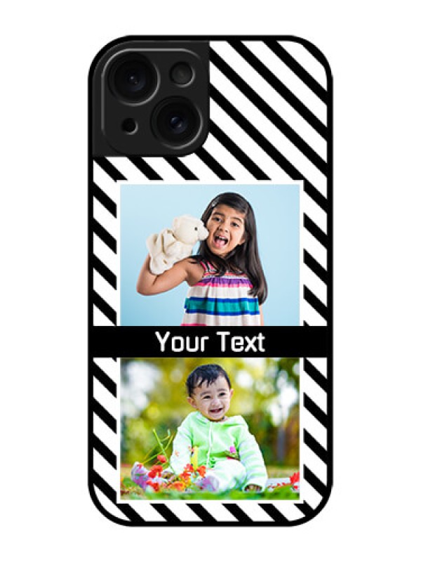Custom Apple iPhone 15 Custom Glass Phone Case - Black And White Stripes Design