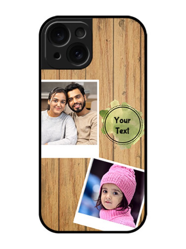 Custom Apple iPhone 15 Custom Glass Phone Case - Wooden Texture Design