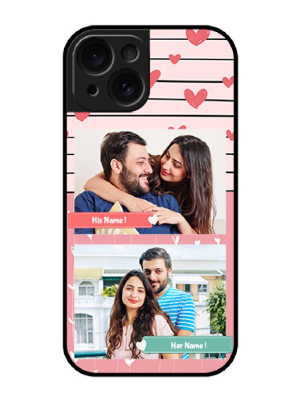 Custom Apple iPhone 15 Custom Glass Phone Case - Photo With Heart Design