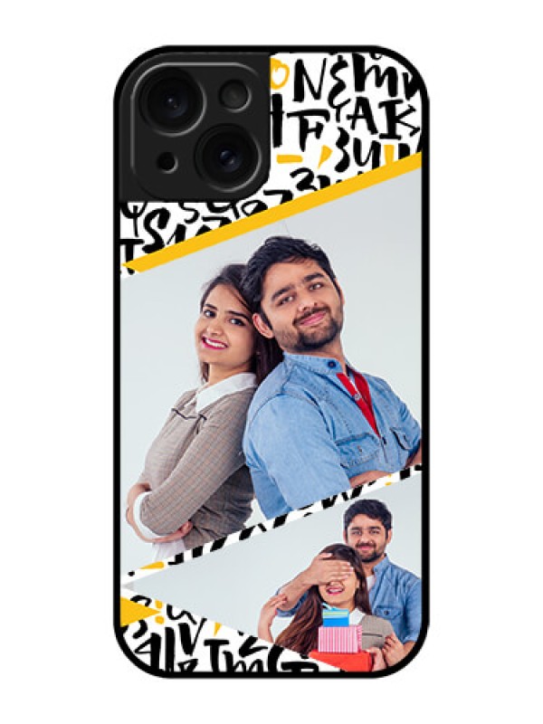 Custom Apple iPhone 15 Custom Glass Phone Case - Letters Pattern Design