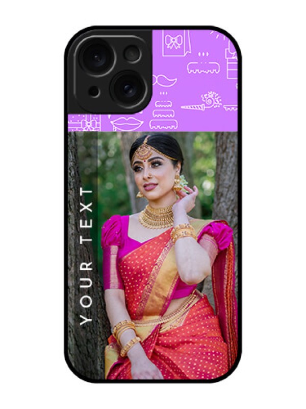 Custom Apple iPhone 15 Custom Glass Phone Case - Birthday Icons Design