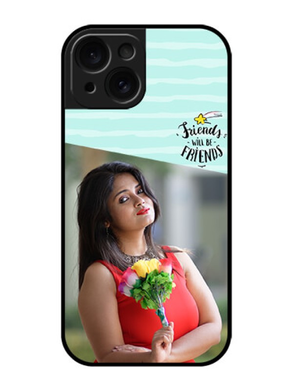 Custom Apple iPhone 15 Custom Glass Phone Case - Friends Picture Icon Design