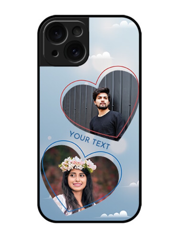 Custom Apple iPhone 15 Custom Glass Phone Case - Blue Color Couple Design
