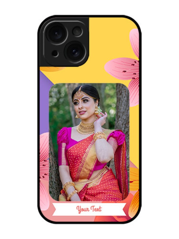 Custom Apple iPhone 15 Custom Glass Phone Case - 3 Image With Vintage Floral Design
