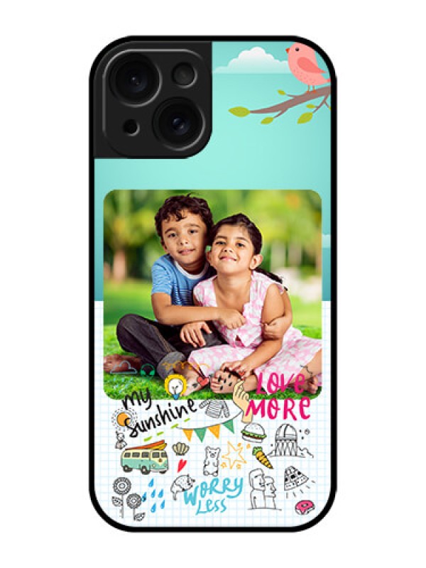 Custom Apple iPhone 15 Custom Glass Phone Case - Doodle Love Design
