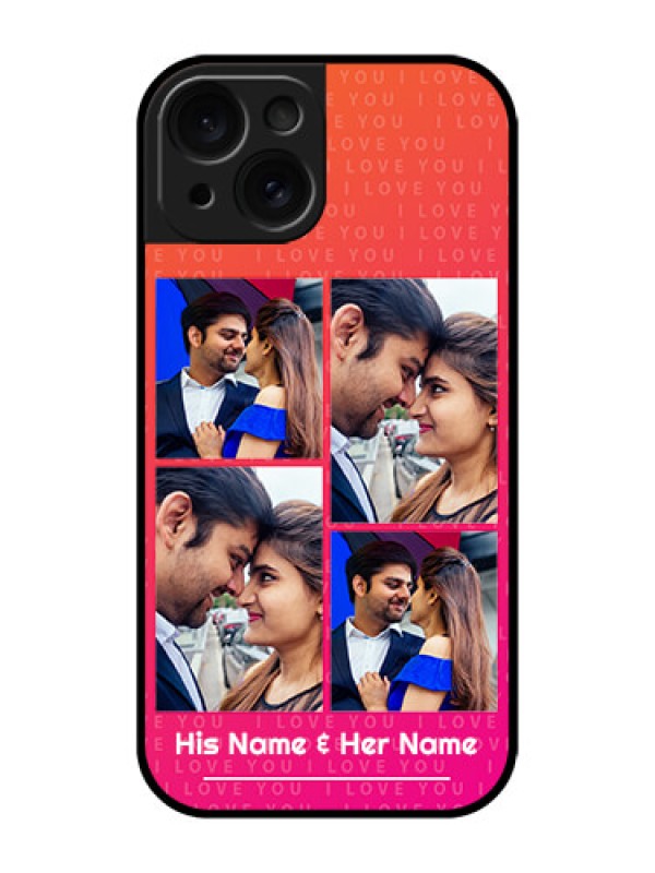 Custom Apple iPhone 15 Custom Glass Phone Case - I Love You Pink Design
