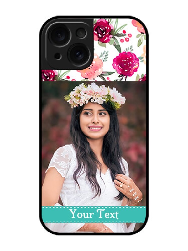 Custom Apple iPhone 15 Custom Glass Phone Case - Water Colors Floral Design
