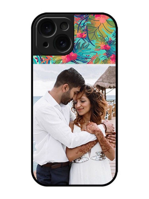 Custom Apple iPhone 15 Custom Glass Phone Case - Watercolor Floral Design