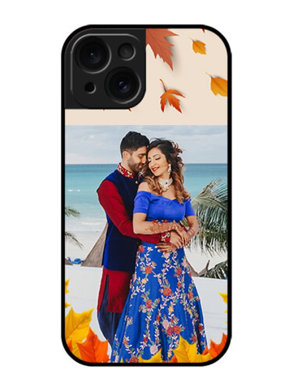 Custom Apple iPhone 15 Custom Glass Phone Case - Autumn Maple Leaves Design