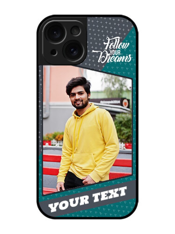 Custom Apple iPhone 15 Custom Glass Phone Case - Background Pattern Design With Quote