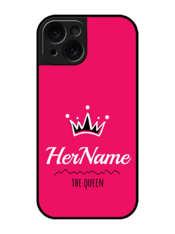 Custom Apple iPhone 15 Custom Glass Phone Case - Queen With Name Design