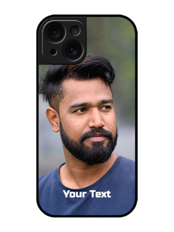 Custom Apple iPhone 15 Custom Glass Phone Case - Photo With Text Design