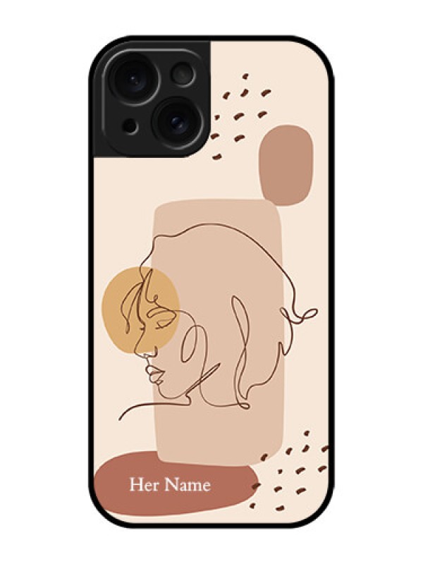 Custom Apple iPhone 15 Custom Glass Phone Case - Calm Woman Line Art Design
