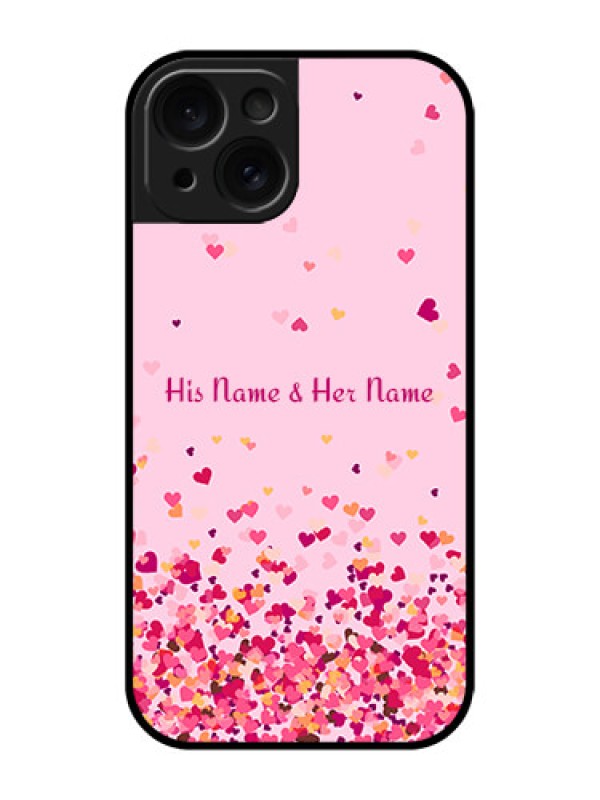 Custom Apple iPhone 15 Custom Glass Phone Case - Floating Hearts Design