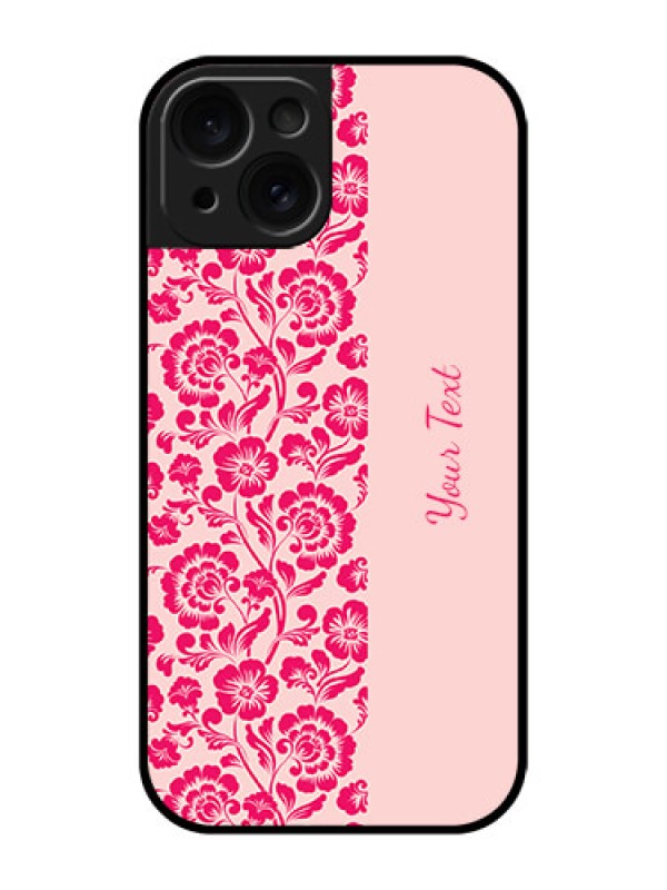 Custom Apple iPhone 15 Custom Glass Phone Case - Attractive Floral Pattern Design