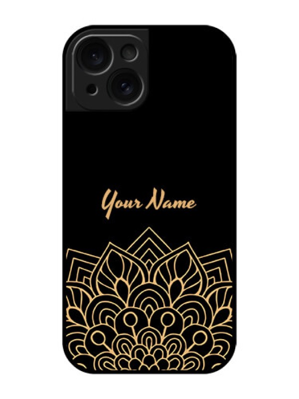 Custom Apple iPhone 15 Custom Glass Phone Case - Golden Mandala Design